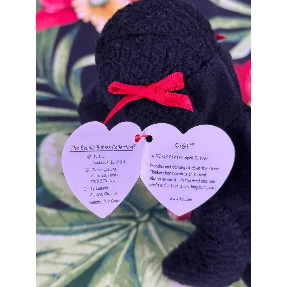 Vintage 1997 TY Black Poodle Dog GIGI Beanie Baby